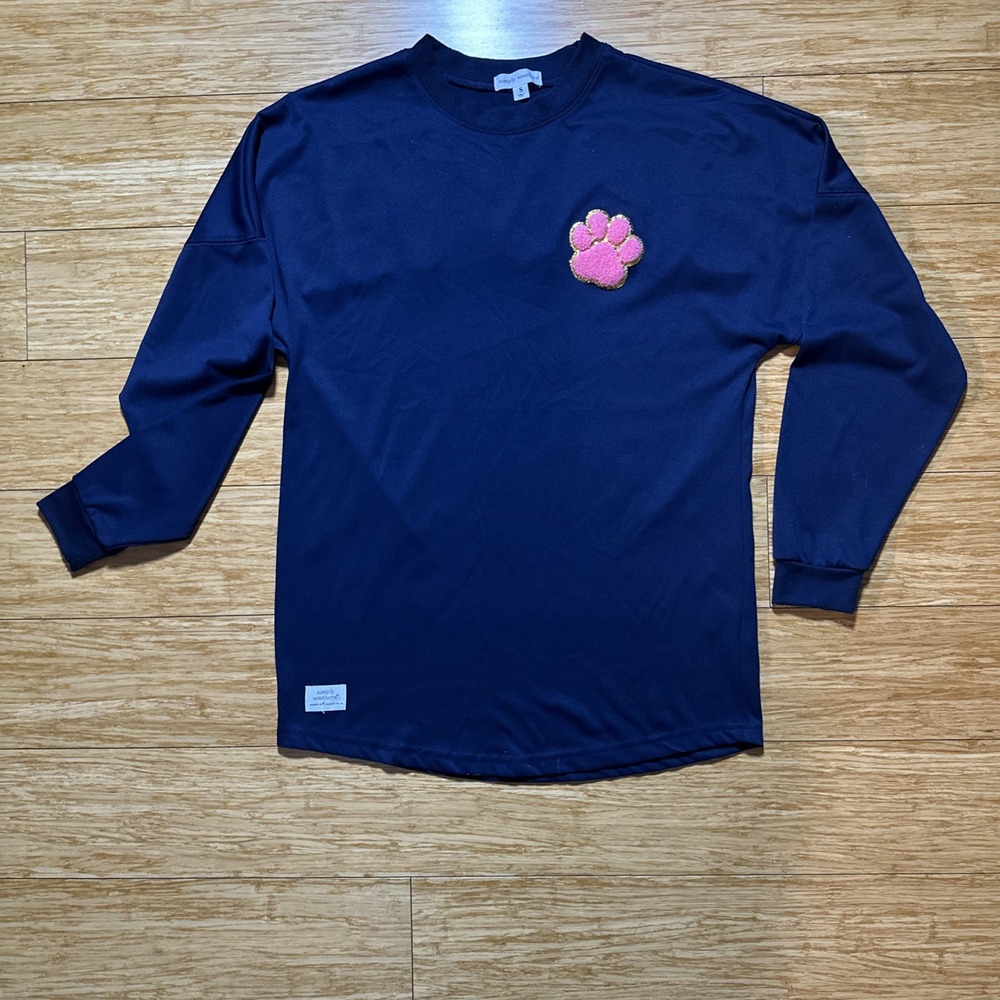 Simply Southern Dog Lover Blue Embroidered Long Sleeve Shirt Women's Size Small